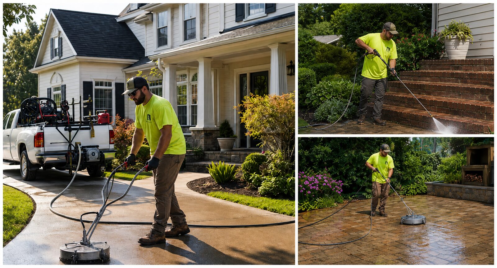 S.K. Services pressure washing driveway siding patio and fence surfaces in Abingdon MD